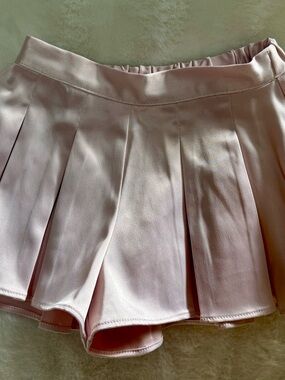 Janie & Jack Pleated Satin Mini Skort - Blush Pink